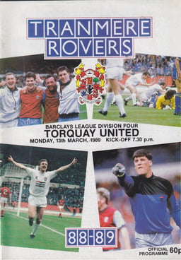 Tranmere Rovers v Torquay United Match Programme 1989-03-13